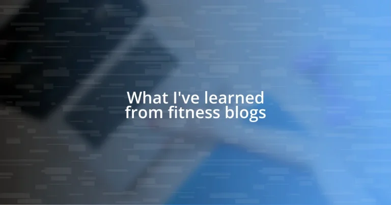 What I’ve learned from fitness blogs