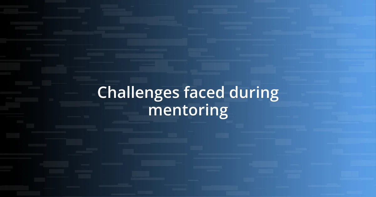 Challenges faced during mentoring