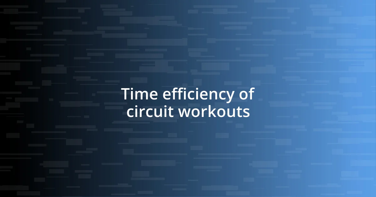 Time efficiency of circuit workouts